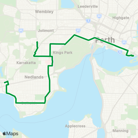 Transperth East Perth - Claremont map