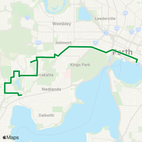 Transperth East Perth - Claremont map