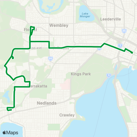 Transperth East Perth - Claremont map