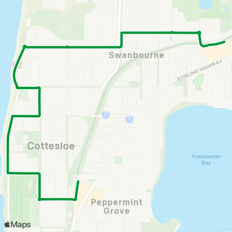 Transperth Perth - Cottesloe map