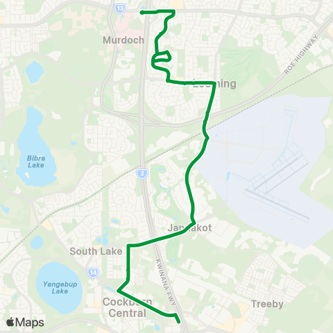 Transperth Murdoch - Jandakot map