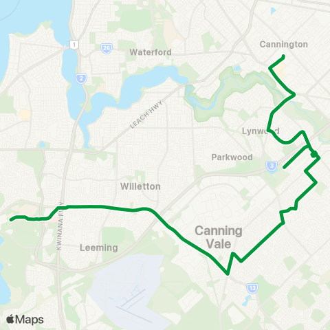 Transperth Murdoch U - Cannington map