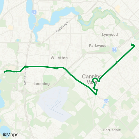 Transperth Murdoch U - Thornlie map