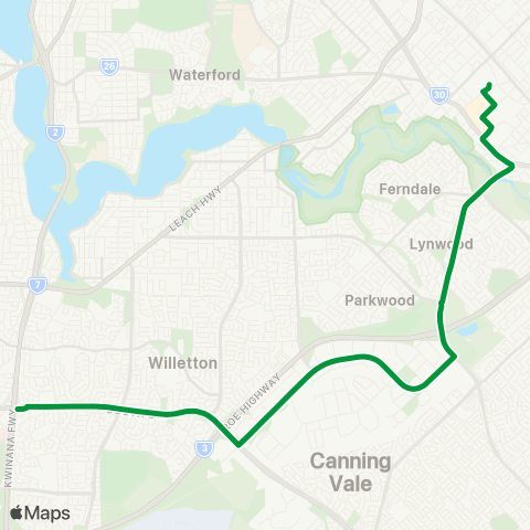 Transperth Murdoch - Cannington map