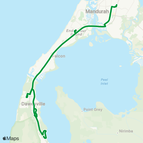 Transperth Mandurah - Dawesville map