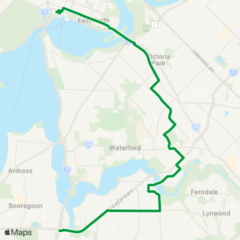 Transperth Elizabeth Qy - Bull Creek map