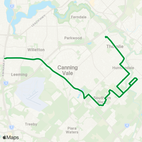 Transperth Murdoch - Thornlie map