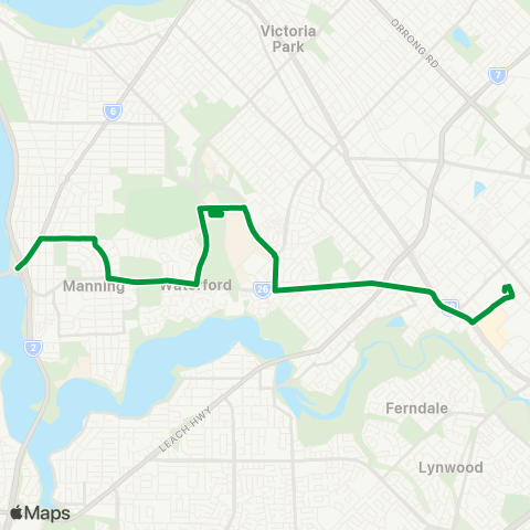 Transperth Canning Bridge - Curtin U map