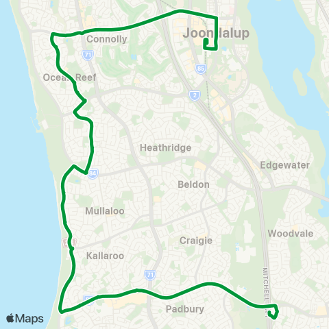 Transperth Whitfords - Joondalup map