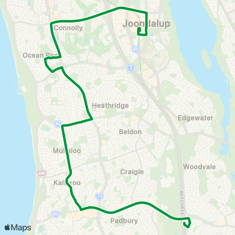 Transperth Whitfords - Joondalup map