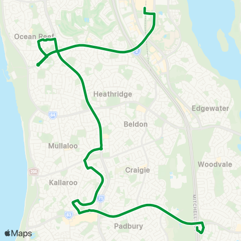 Transperth Whitfords - Joondalup map