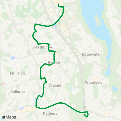 Transperth Whitfords - Joondalup map