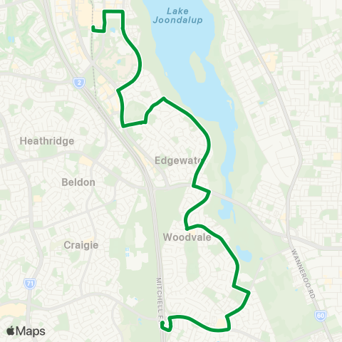 Transperth Whitfords - Joondalup map