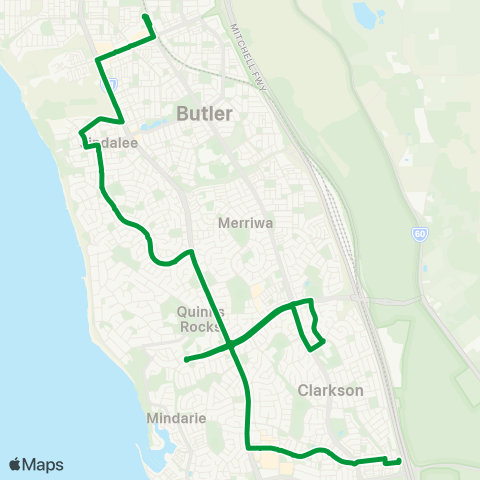 Transperth Clarkson - Quinns Rocks map