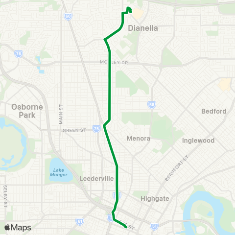 Transperth Perth - Mirrabooka map