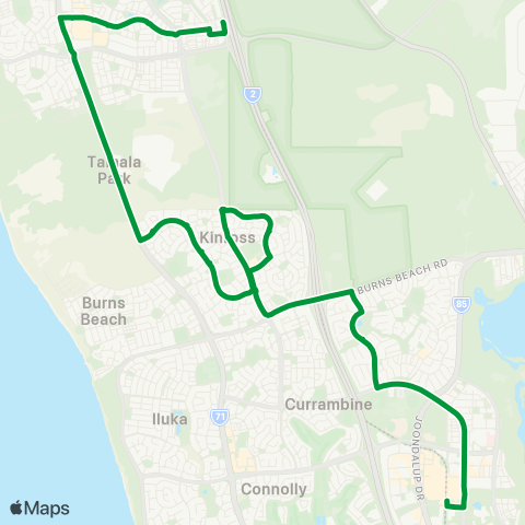 Transperth Joondalup - Clarkson map