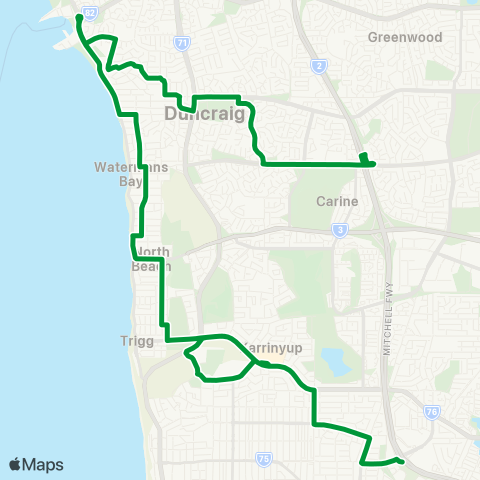 Transperth Stirling - Warwick map