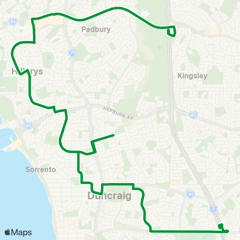 Transperth Warwick - Whitfords map