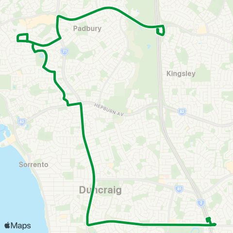 Transperth Warwick - Whitfords map