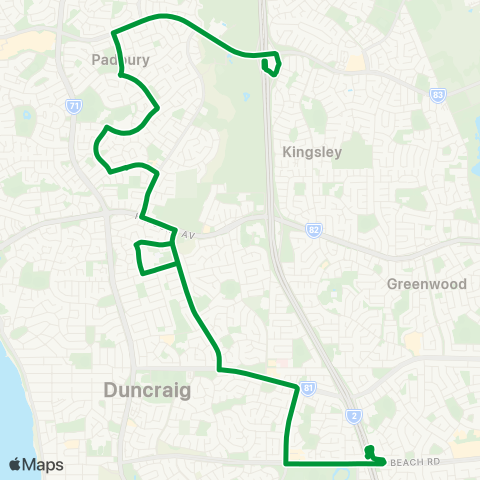 Transperth Warwick - Whitfords map