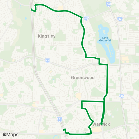 Transperth Warwick - Whitfords map