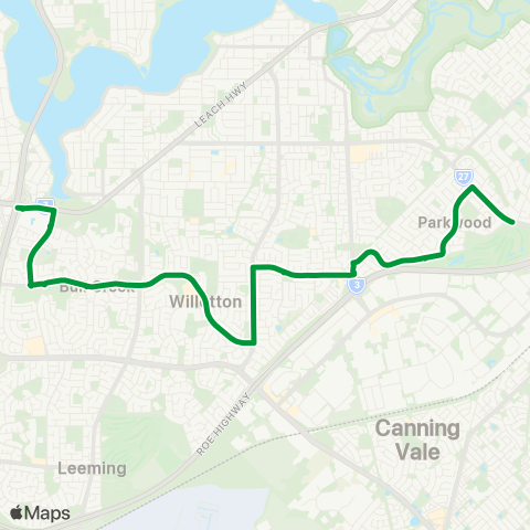 Transperth Bull Creek - Parkwood map