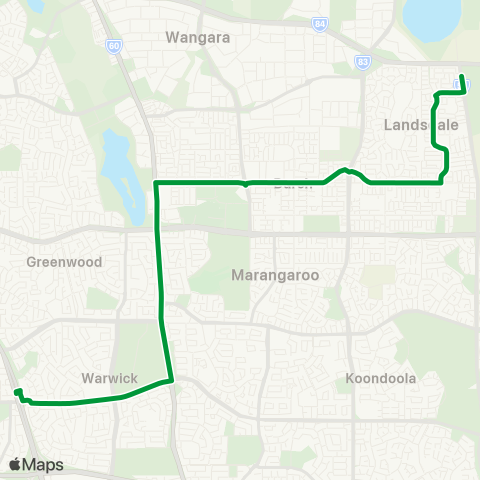 Transperth Warwick - Landsdale map