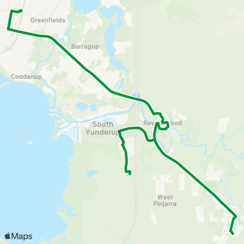 Transperth Mandurah - Pinjarra map