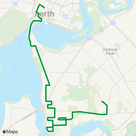 Transperth Elizabeth Qy - Curtin U map