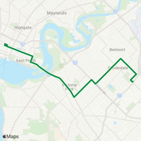 Transperth Elizabeth Qy - Cloverdale map