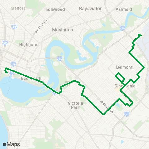 Transperth Elizabeth Qy - Redcliffe map