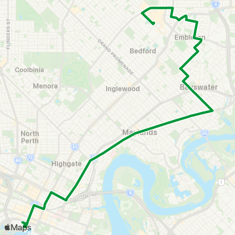 Transperth Elizabeth Qy - Perth Airport map