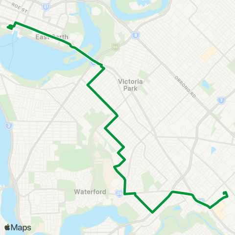 Transperth Elizabeth Qy - Cannington Curtin U map