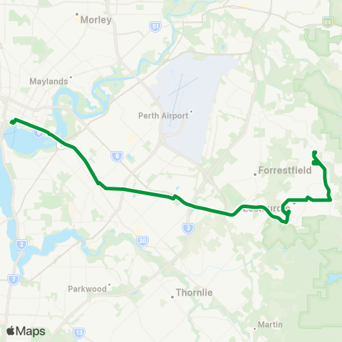 Transperth Elizabeth Qy - Kalamunda map