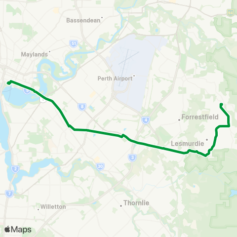 Transperth Elizabeth Qy - Kalamunda map