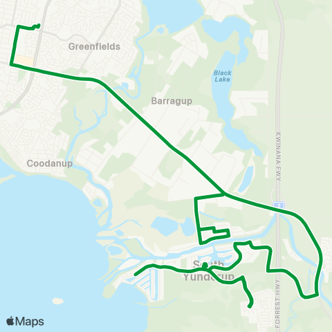 Transperth Mandurah - South Yunderup map