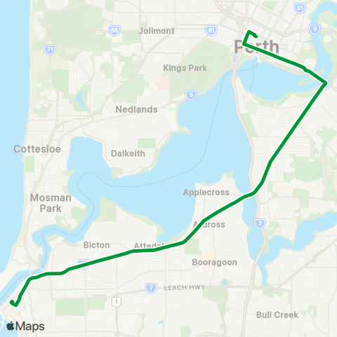 Transperth Elizabeth Quay - Fremantle map