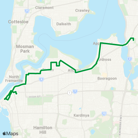 Transperth Fremantle - Como map