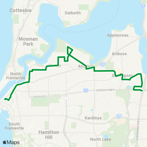 Transperth Bull Creek - Booragoon map