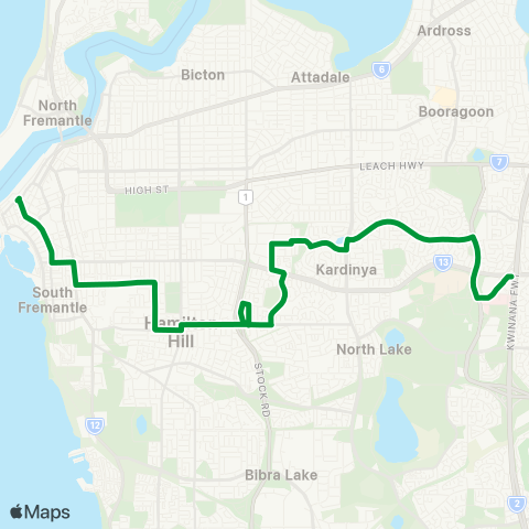 Transperth Murdoch - Fremantle map