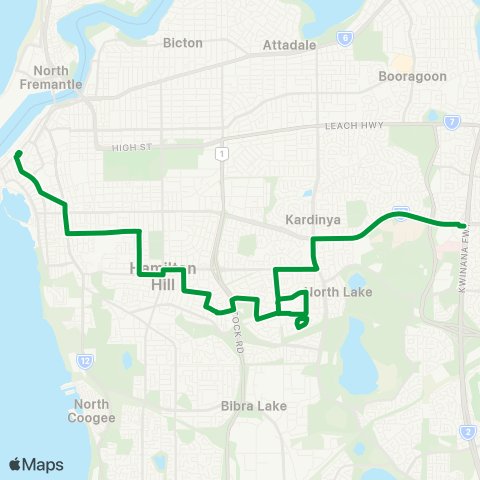 Transperth Murdoch - Fremantle map