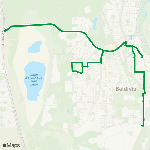 Transperth Warnbro - Baldivis (Furiso Green) map