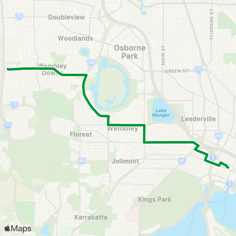 Transperth Perth - Wembley Downs map