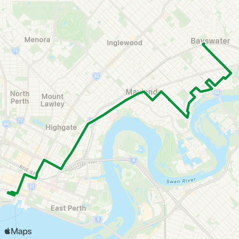 Transperth Elizabeth Qy - Bayswater map