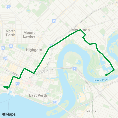 Transperth Elizabeth Qy - Maylands map