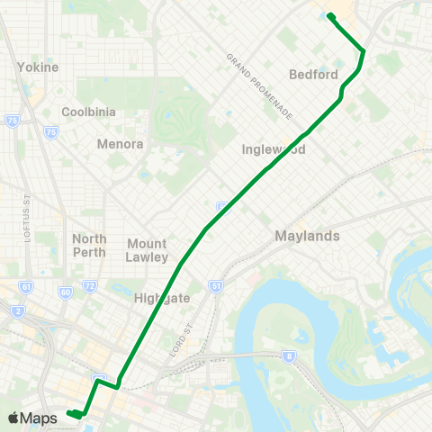 Transperth Elizabeth Qy - Morley map