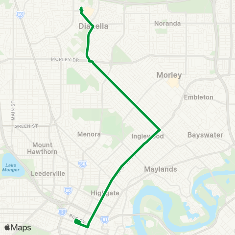 Transperth Elizabeth Qy - Mirrabooka map