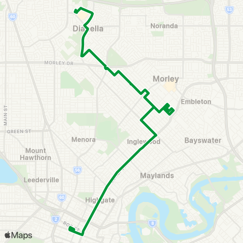 Transperth Elizabeth Qy - Mirrabooka map