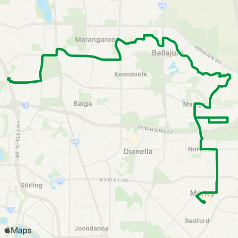 Transperth Morley - Warwick map