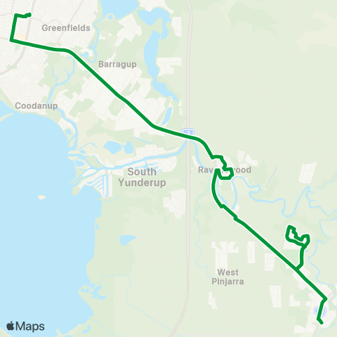 Transperth Mandurah - Pinjarra map